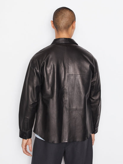 Men's Black Full Sleeve Leather Shirt