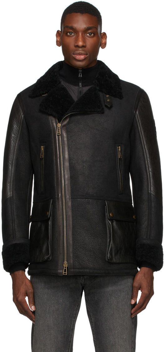 Men's Black Sheepskin Leather Jacket