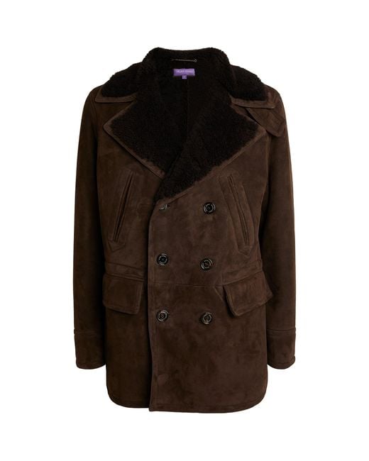 Men's Brown Suede Leather Sheepskin Blazer