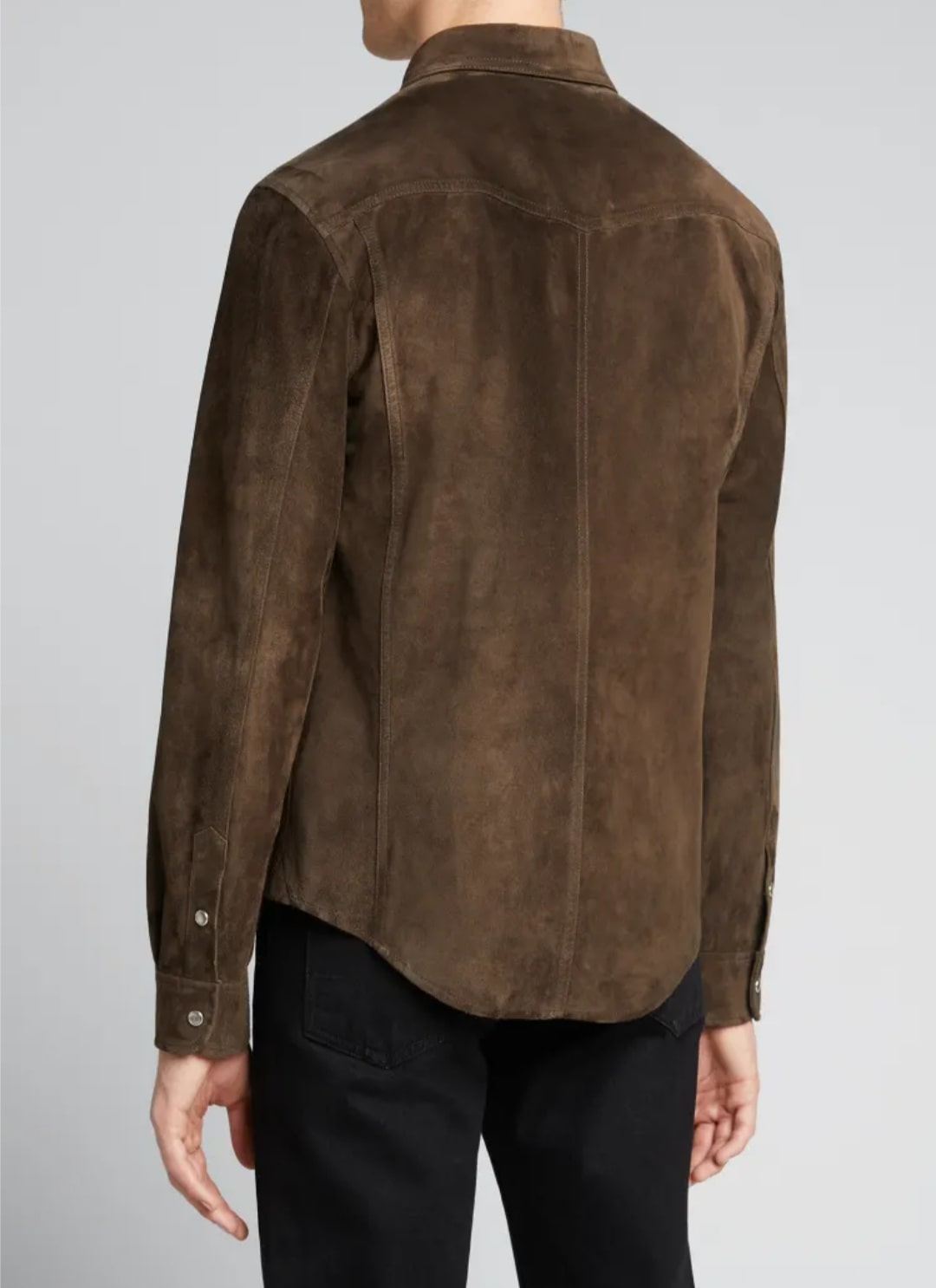 Men's Chocolate Brown Suede Leather Shirt