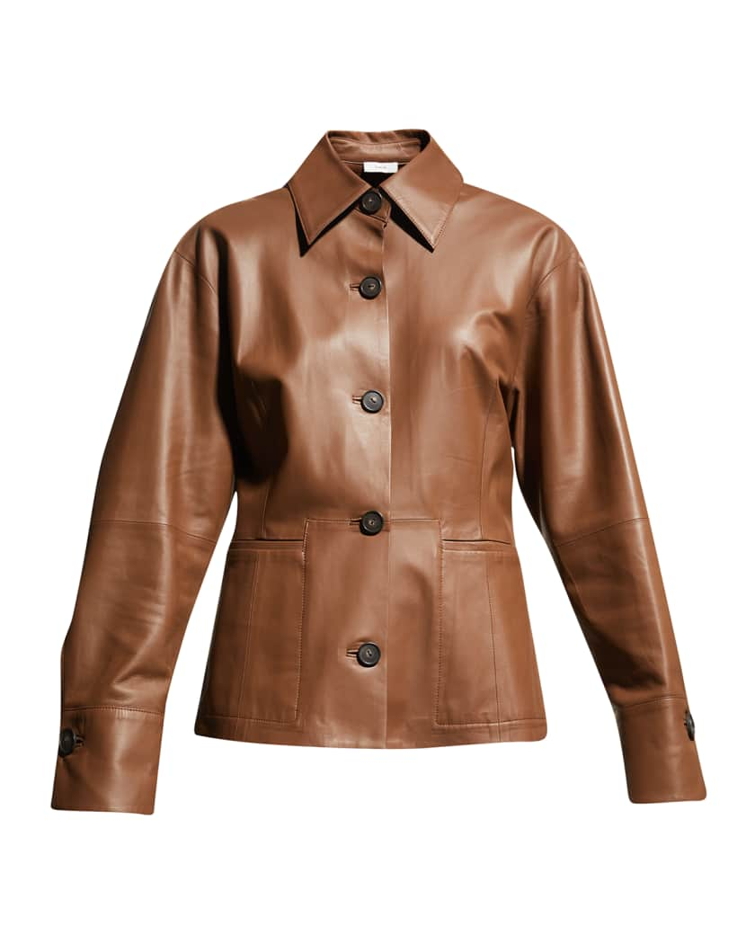 Women's Dark Brown Full Sleeve Leather Shirt with Tailored Fit