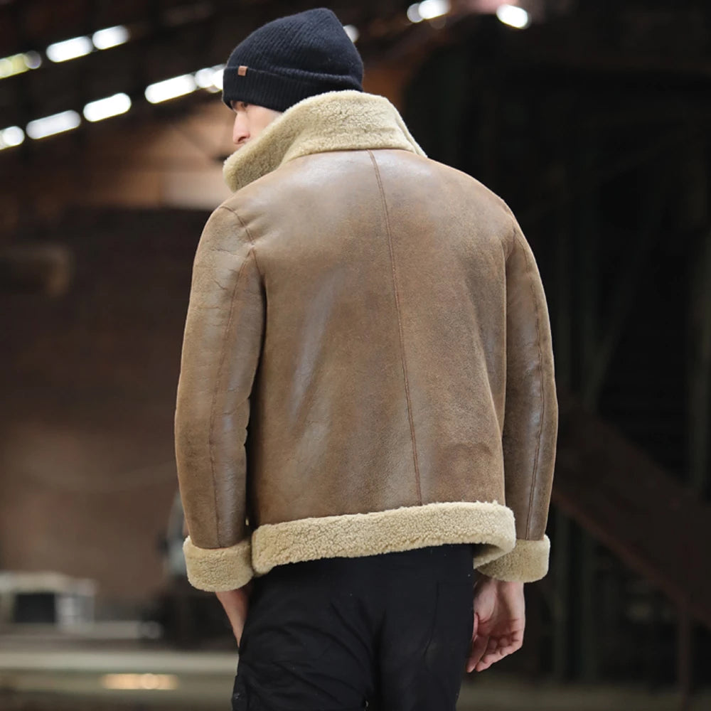 New B3 Brown RAF Flight Sheepskin Leather Jacket