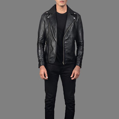 Noah Black Leather Biker Jacket