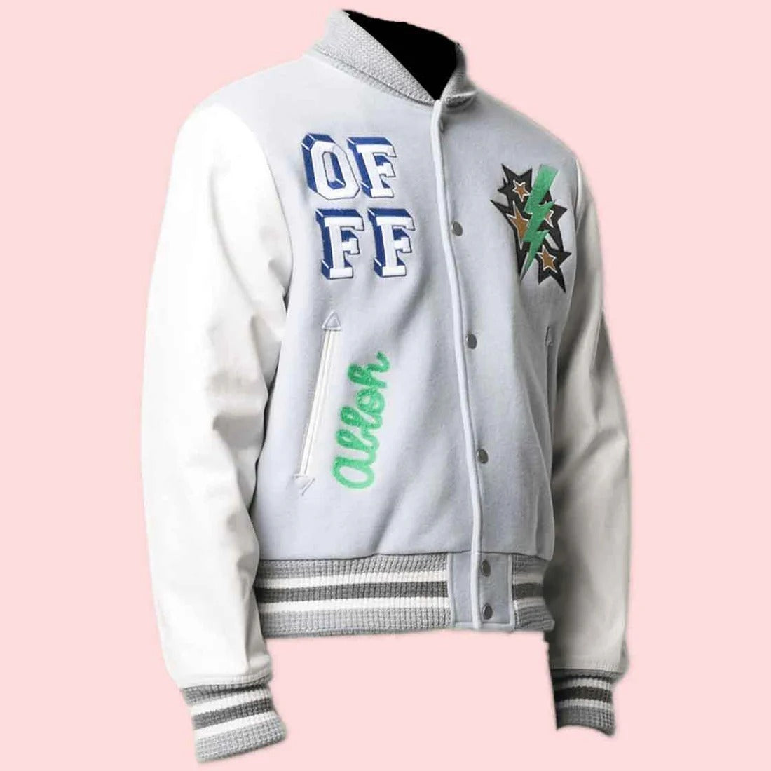 Off-White Bomber Varsity Jacket – Classic & Trendy Avanzar Leather