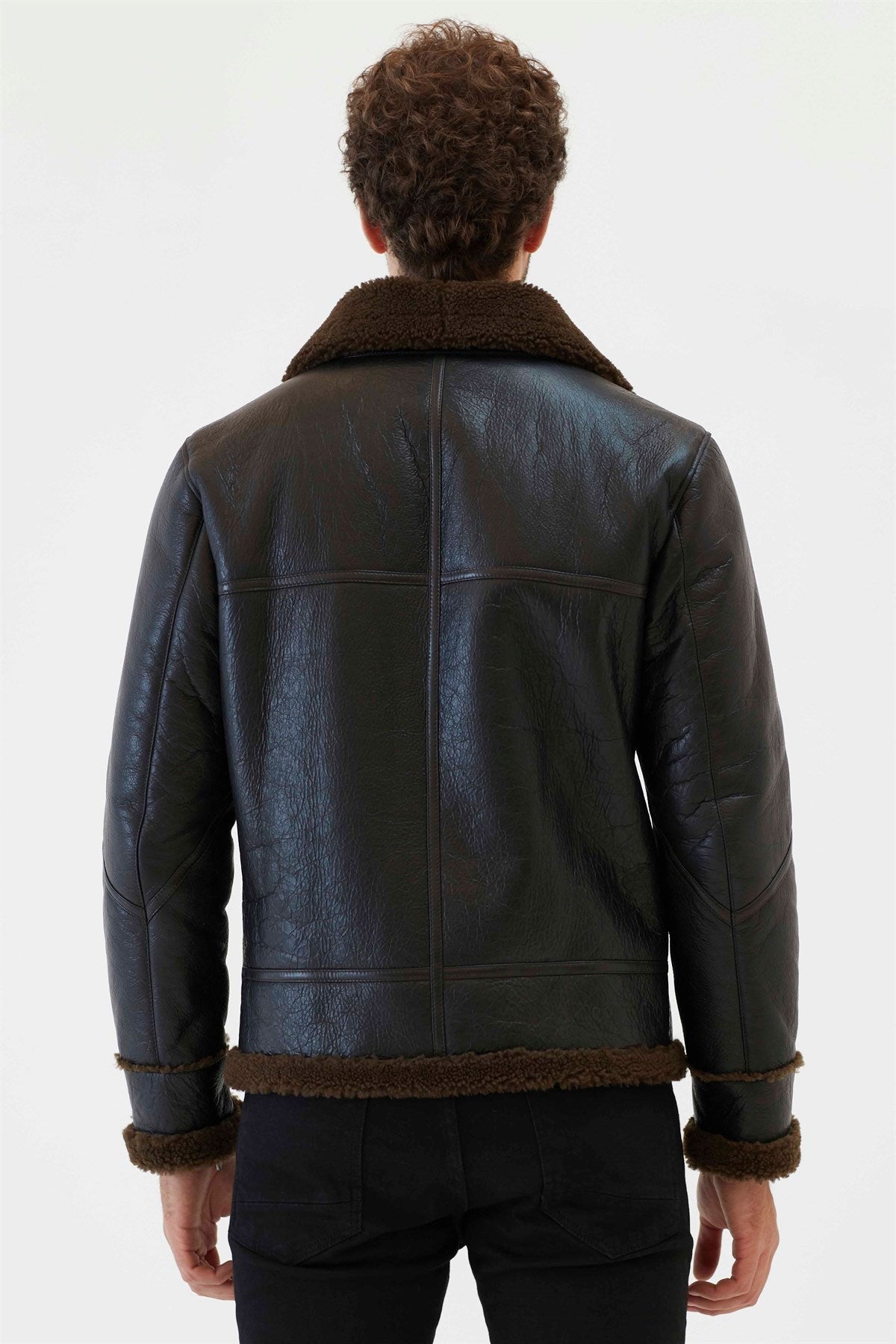 Men's Tobacco Brown Aviator Shearling Jacket