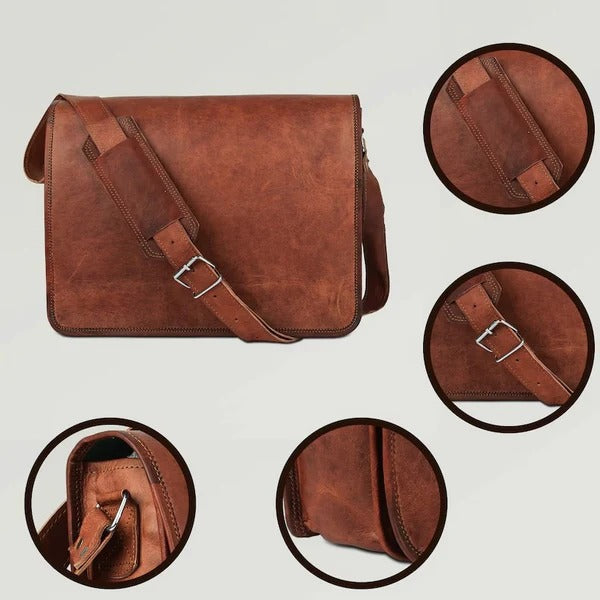 Personalized Leather Custom Laptop Satchel Messenger Bag - Premium Quality Leather Avanzar Leather