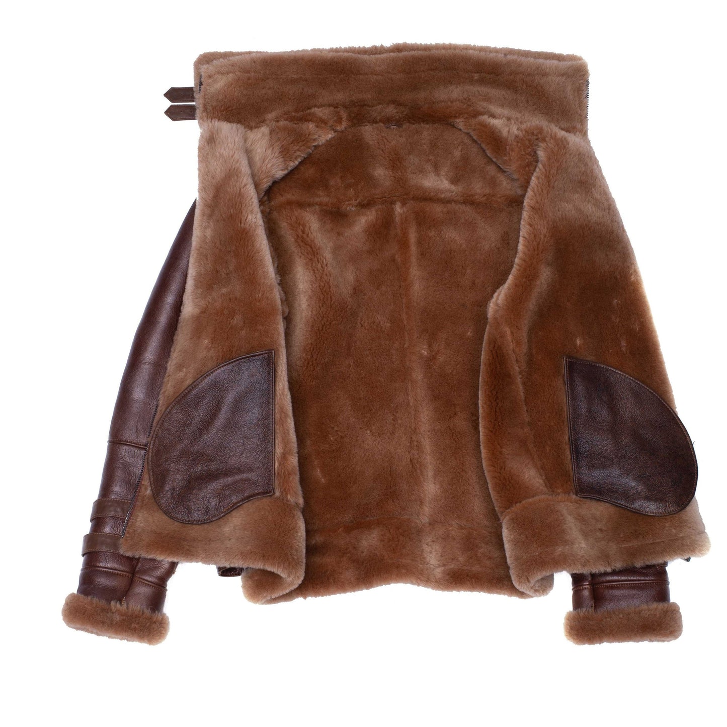 Phan's Brown Aviator Bomber Shearling Jacket with Waist Belt