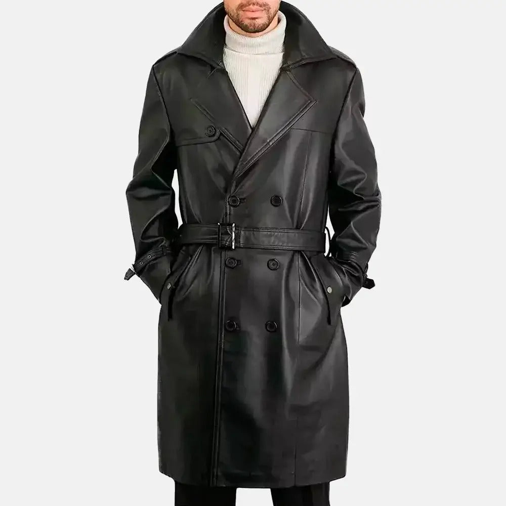 Pioneer Path Double Breasted Men's Duster Coat Rugged Style with Timeless Appeal