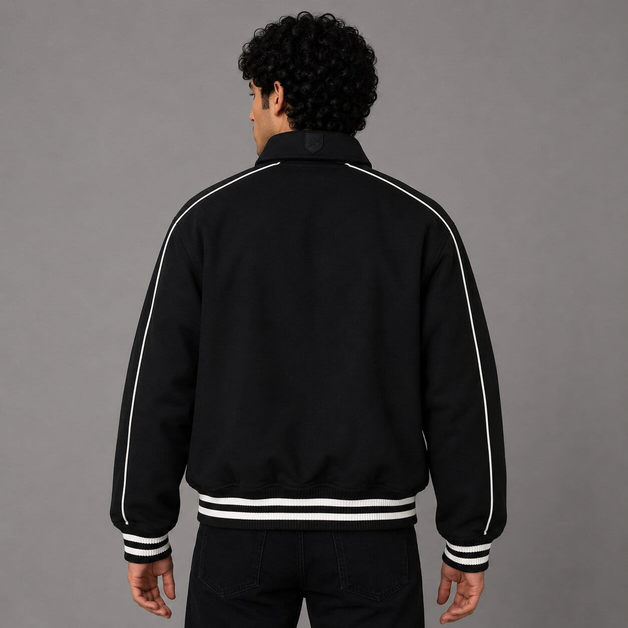 Men’s Black Woolrider Avirex Leather Letterman Jacket