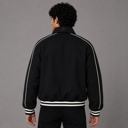 Men’s Black Woolrider Avirex Leather Letterman Jacket