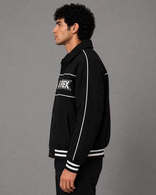 Men’s Black Woolrider Avirex Leather Letterman Jacket