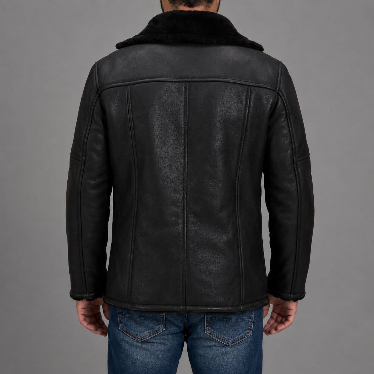 Premium Double Face Shearling Leather Jacket - Luxury Winter Look back view by avanzar leather
