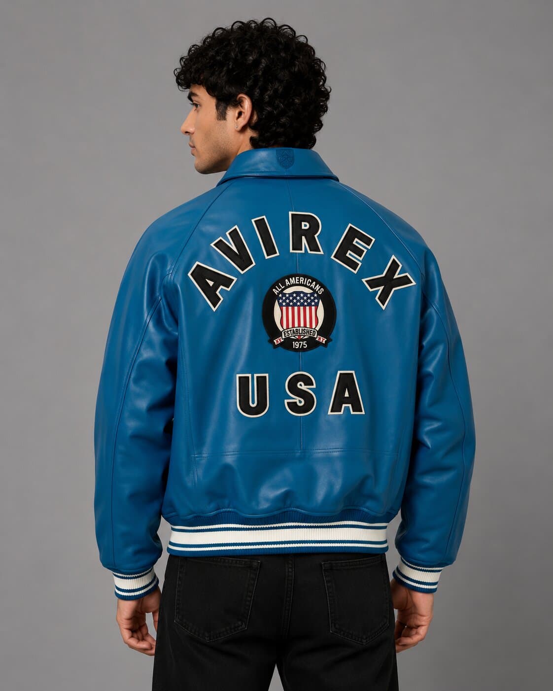 Men’s Teal Varsity Leather Bomber Avirex Jacket