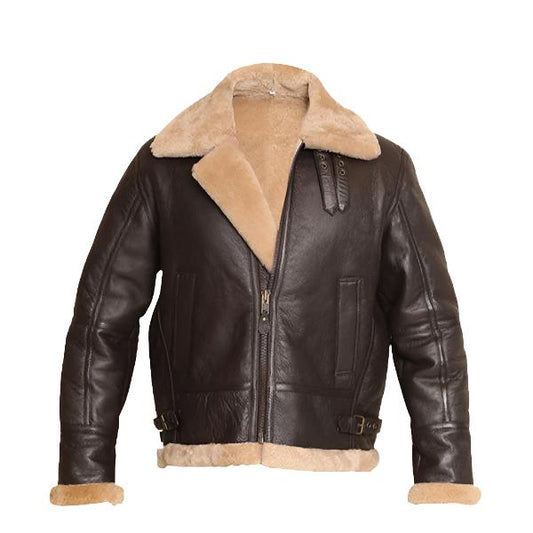 RAF Aviator Bomber Real Shearling Brown Leather Jacket