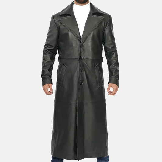 Rancher's Long Leather Duster Coat for Men Classic Western Elegance and Durability