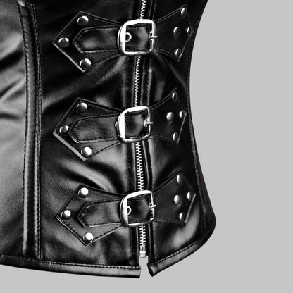 Real Leather Halter Corset Top Gothic Halloween Steampunk