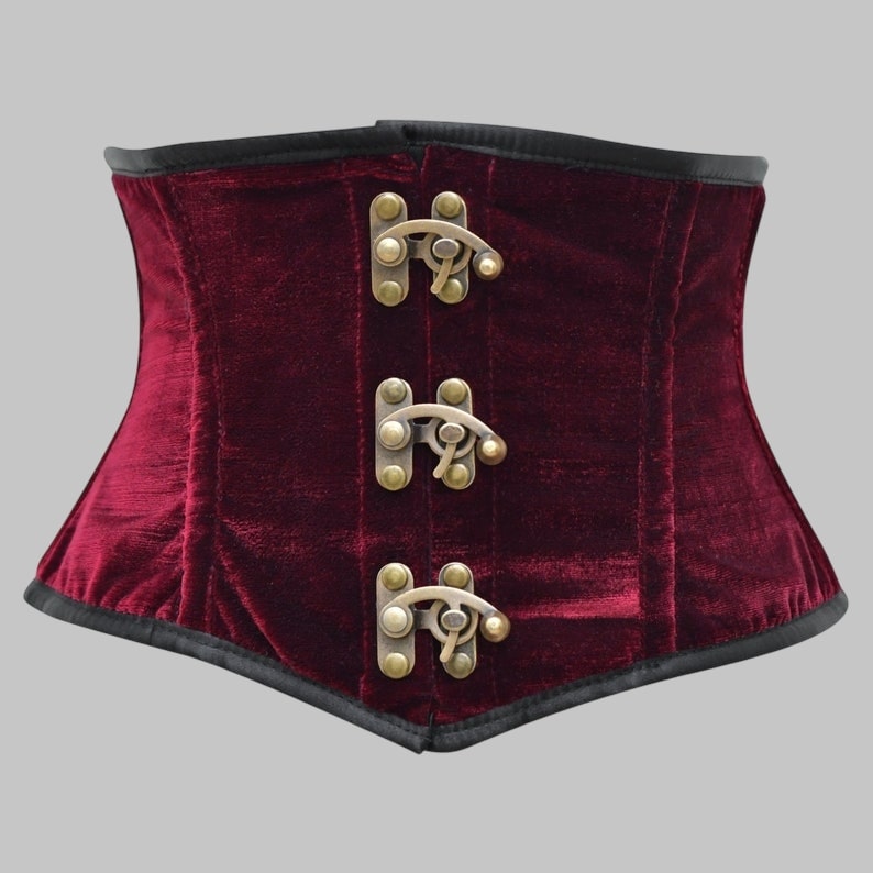 Red Velvet Underbust Corset Gothic Waist Cincher