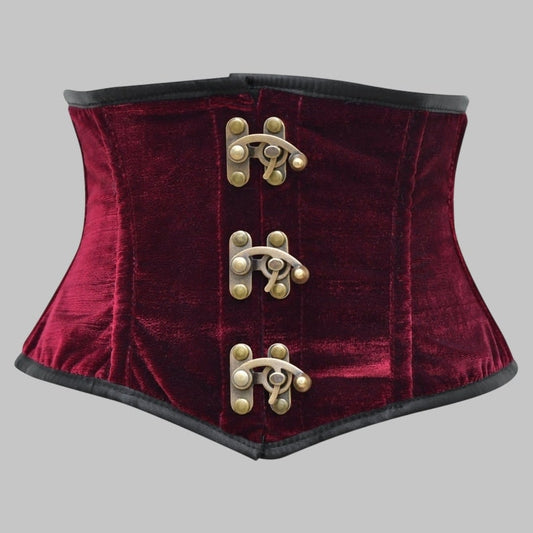 Red Velvet Underbust Corset Gothic Waist Cincher