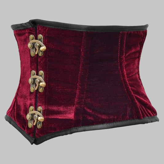 Red Velvet Underbust Corset Gothic Waist Cincher
