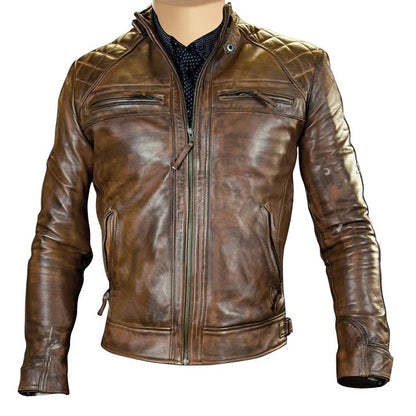 Roan Distressed Brown Moto Leather Jacket Vintage Biker Vibes