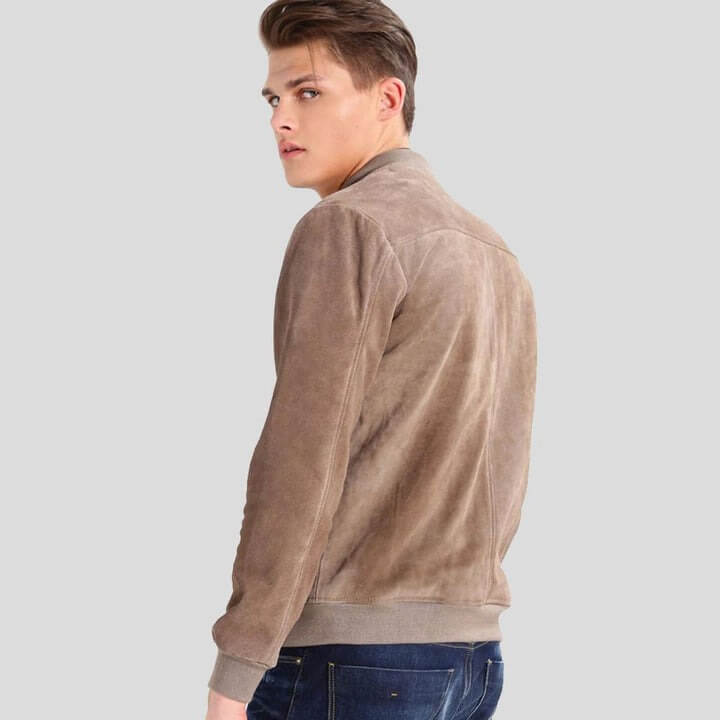 Rolf Grey Suede Bomber Leather Jacket