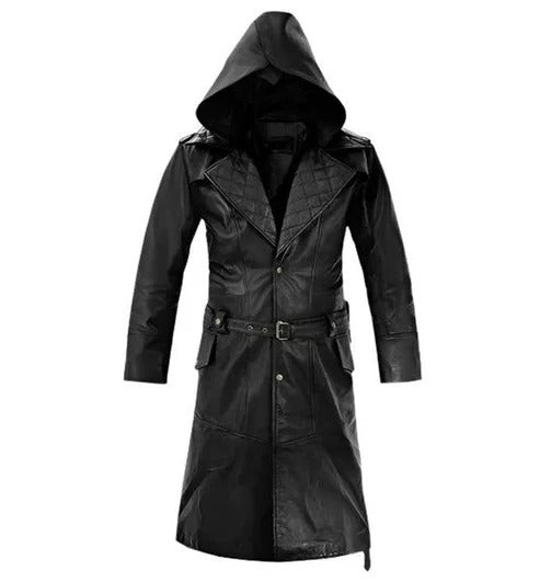 Rylar Hooded Leather Duster Coat Versatile All-Weather Style