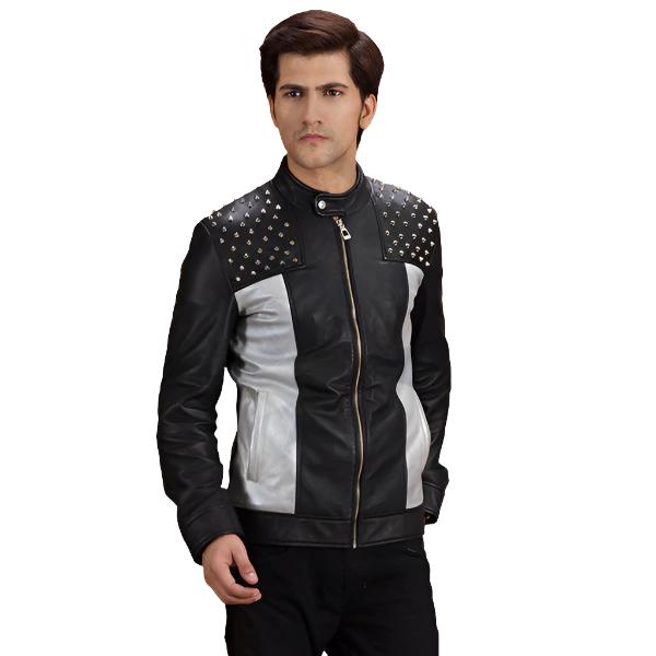 Shapron Studded Leather Biker Jacket - Bold and Edgy Design