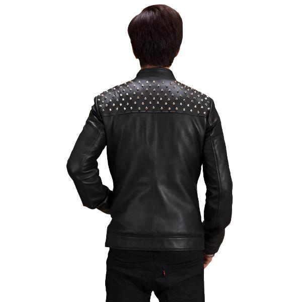 Shapron Studded Leather Biker Jacket - Bold and Edgy Design