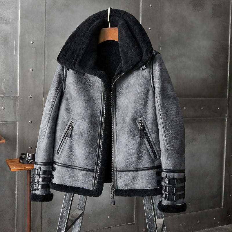 Men's B3 Bomber Shearling Coat Short Fur Jacket