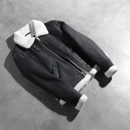 B-3 Black & White Shearling Bomber Jacket – Avanzar Leather