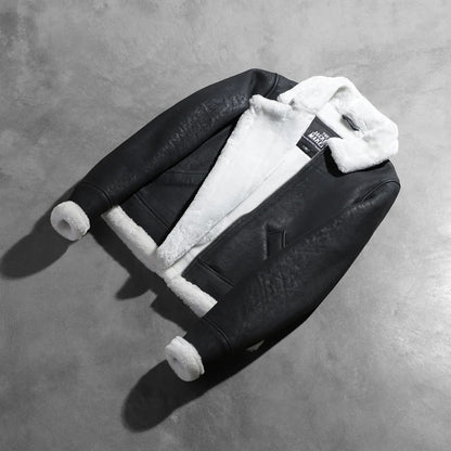 B-3 Black & White Shearling Bomber Jacket – Avanzar Leather