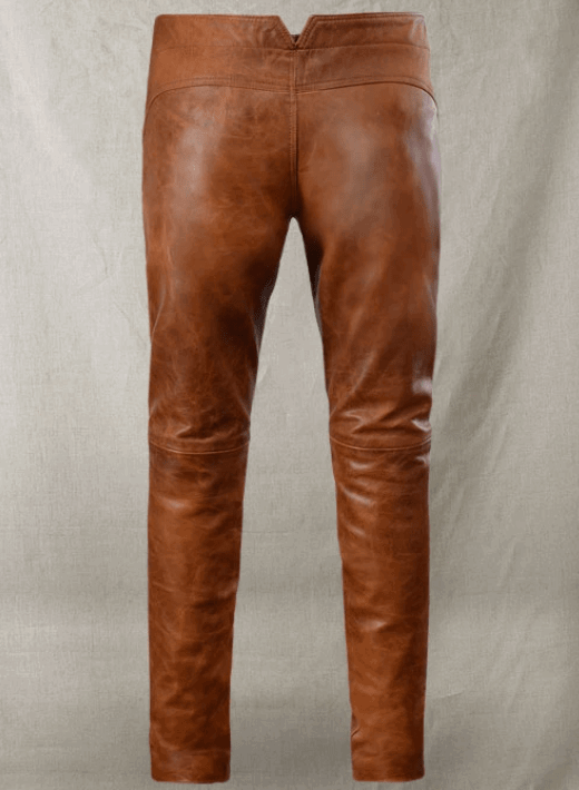  Men's Brown Distressed Leather Pants