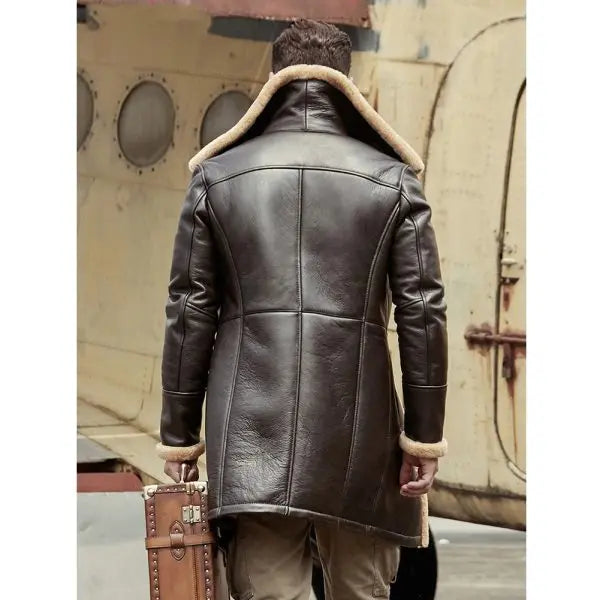 Men's Dark Brown Shearling Leather Coat