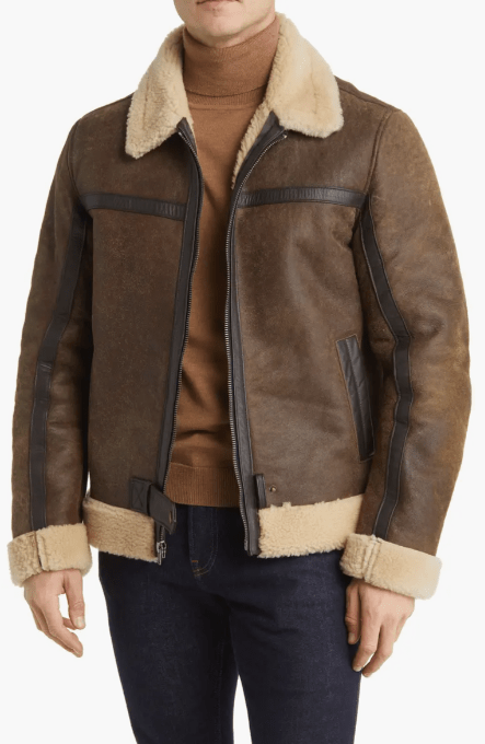 Men's Brown Sheepskin Leather Jacket