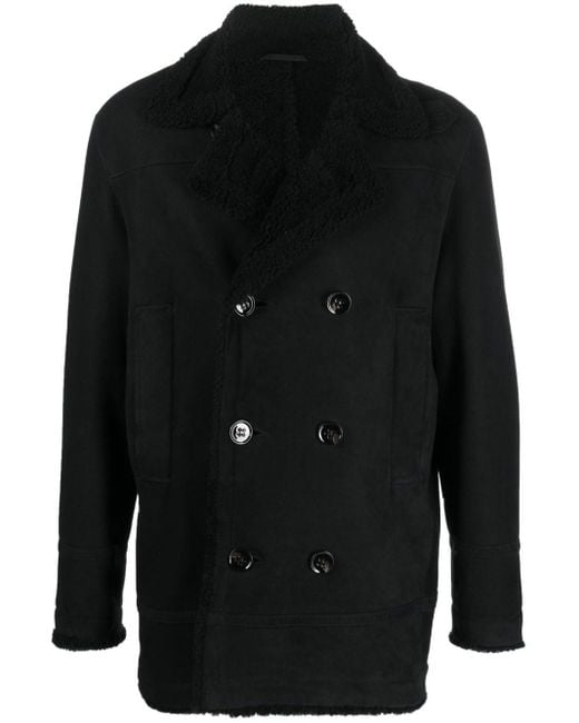 Men's Black Suede Leather Sheepskin Blazer