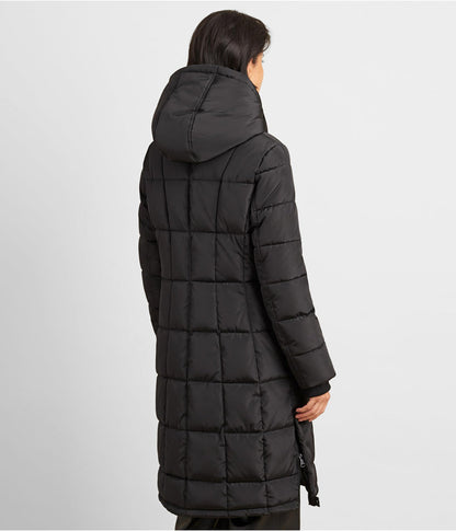 Women's Black Puffer Trench Coat