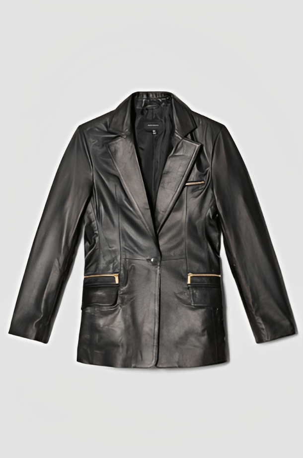 Women's Oversized Black Leather Blazer