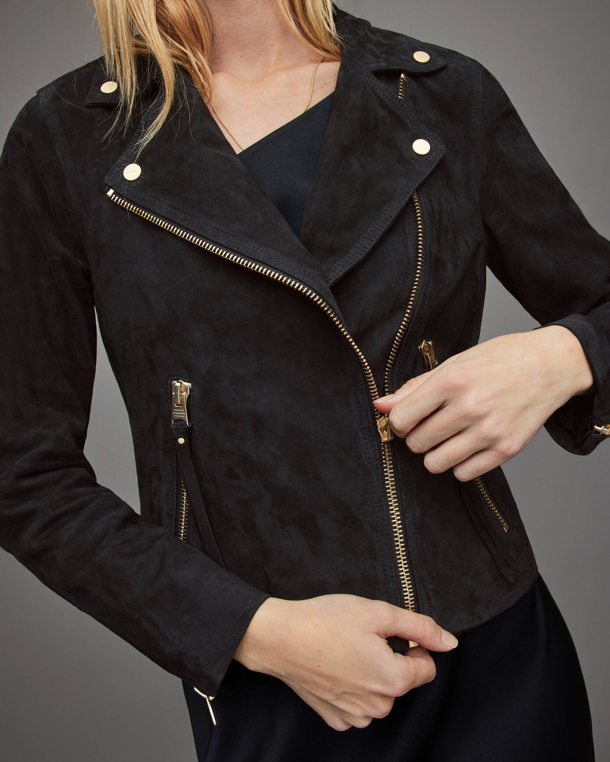 Women's Black Suede Leather Biker Jacket – Sleek & Modern