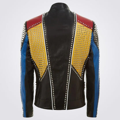 Men’s Multicolor Full Studded Leather Jacket – Avanzar Leather