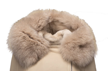 Gracie's Hooded Sheepskin Shearling Jacket with Fox Fur