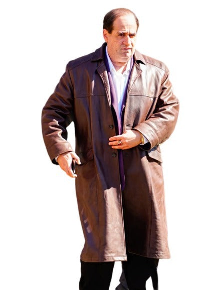 Colin Farrell's The Penguin Brown Leather Coat