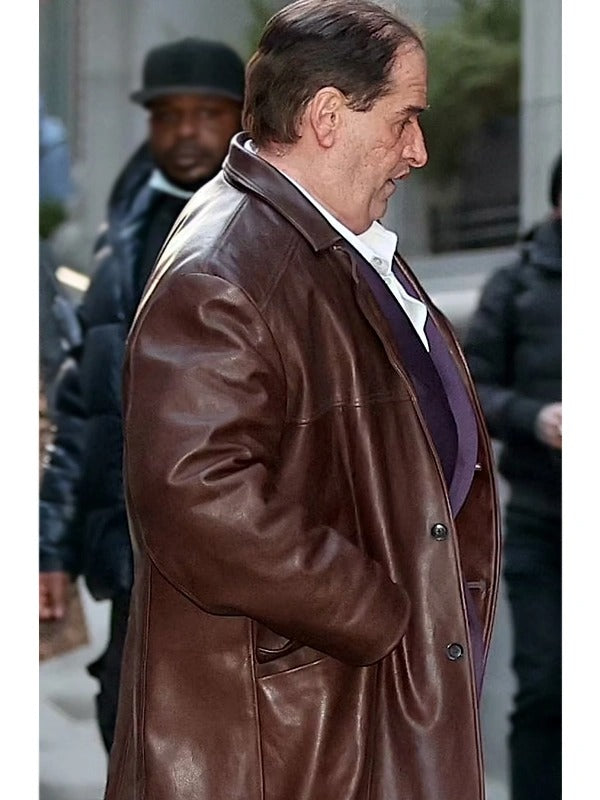 Colin Farrell's The Penguin Brown Leather Coat