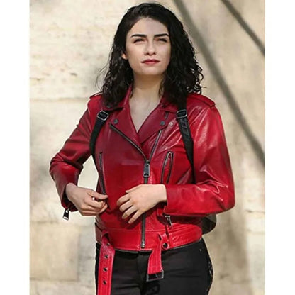 Women’s Red Leather Racing Jacket - Avanzar Leather Collection