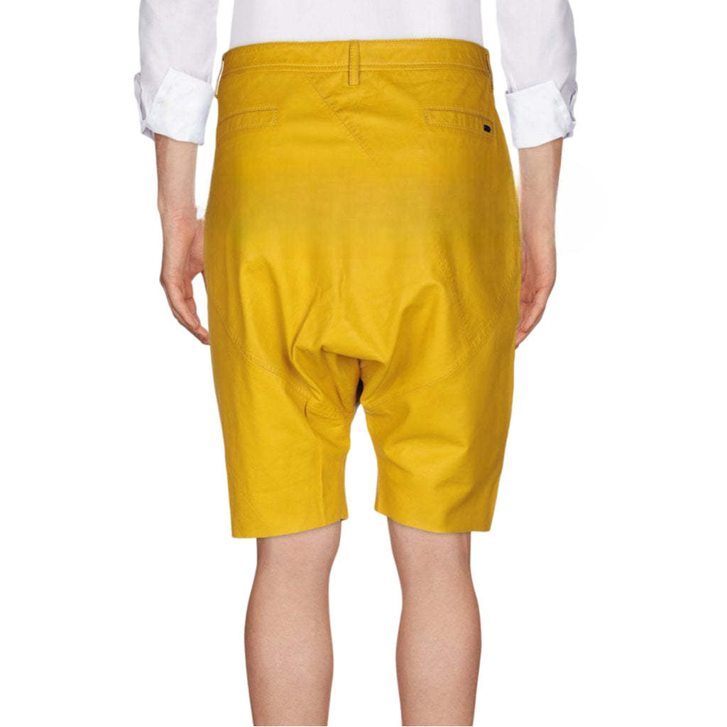 Trendy Men’s Yellow Leather Shorts – Stylish and Comfortable