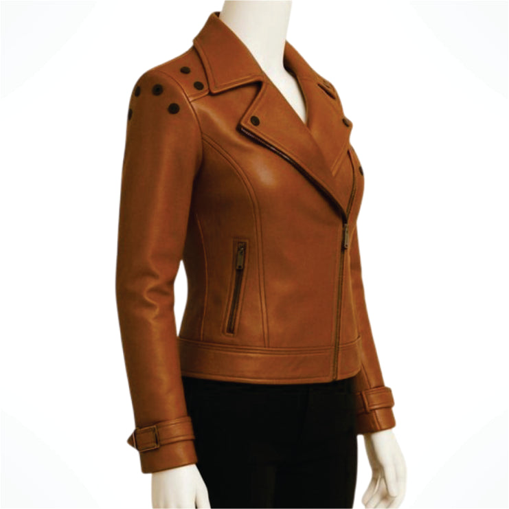 Avanzar Leather Studded Moto Biker Jacket