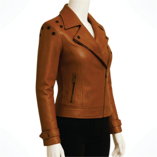 Avanzar Leather Studded Moto Biker Jacket