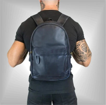 Men’s Stylish Blue Leather Backpack - Trendy & Durable Avanzar Leather