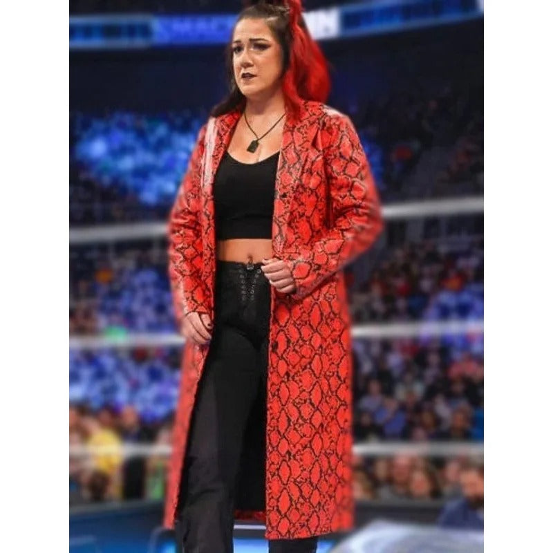 WWE Smackdown Bayley Red Leather Coat - Avanzar Leather