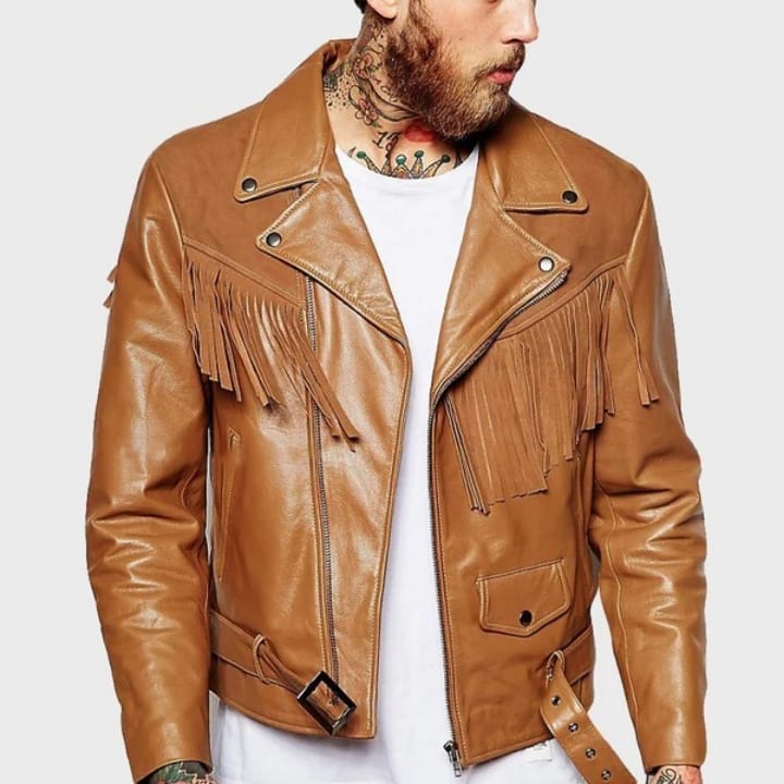 Men’s Western Suede Fringe Motorcycle Jacket