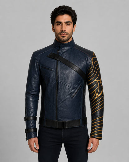 Winter Soldier Inspired Leather Biker Jacket Superhero Cosplay Costume by avanzar lather